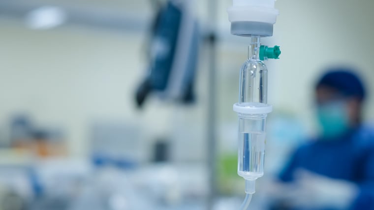 Close-up of hospital IV drip