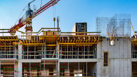 Apartment building under construction on a sunny day