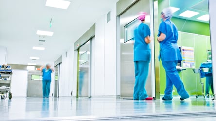 Blurred doctors surgery corridor