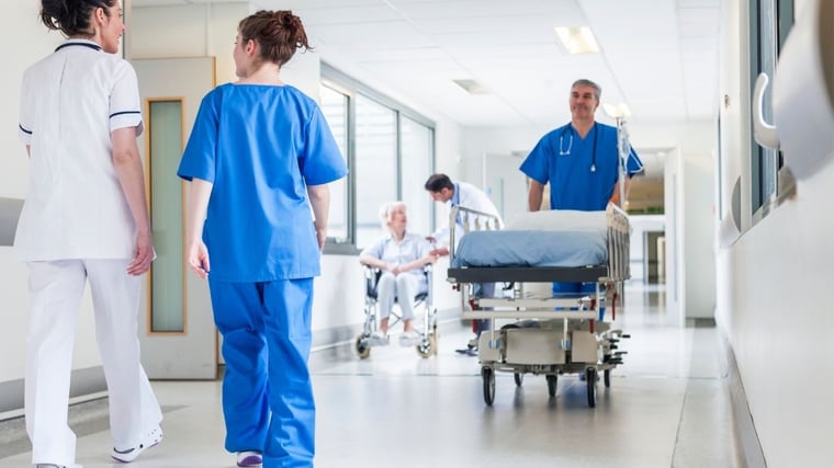 Hallway in a hospital setting