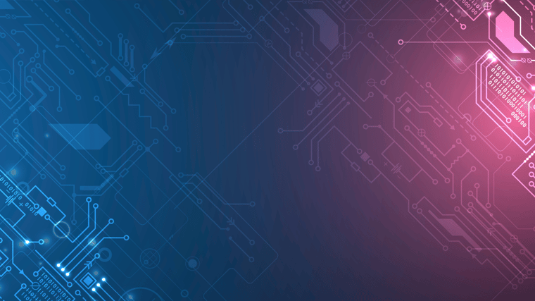 a circuit board with a blue and pink gradient