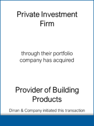 Private Investment Firm - Provider of Building Products 20160608