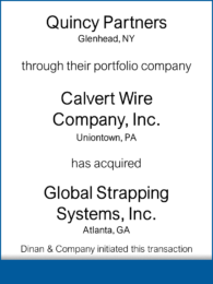 Quincy Partners Global Strapping Systems Tombstone - 19960201 - DAC